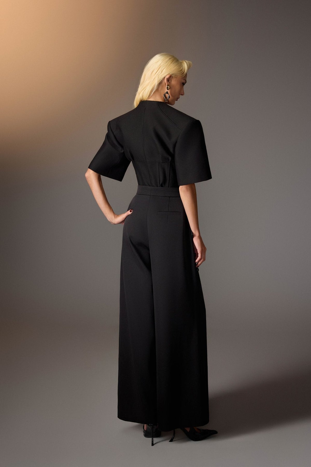 BLACK LAYERED BUTTONS PANTS