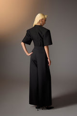 BLACK LAYERED BUTTONS PANTS