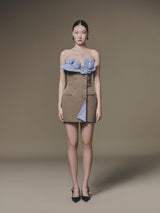 BROWN PETAL BUSTIER DRESS