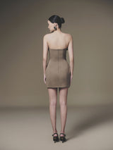 BROWN PETAL BUSTIER DRESS