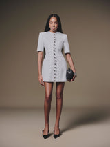WHITE BUTTONED MINI DRESS