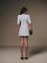 WHITE BUTTONED MINI DRESS