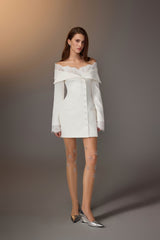 WHITE LACE TRIMMED DRESS