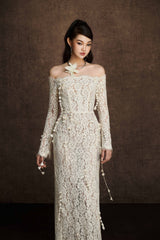 WHITE EMBROIDERED VINE DRESS