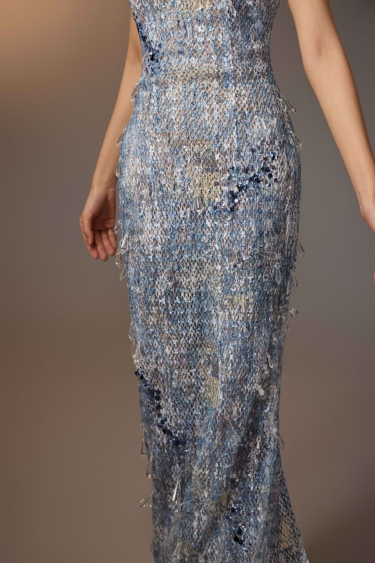 BLUE SEA-CRYSTAL MAXI DRESS