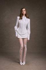 WHITE CUPPED COLLAR SHIRT