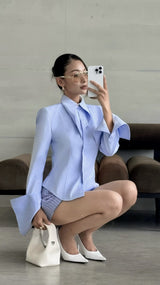 STRIPE CUPPED COLLAR SHIRT