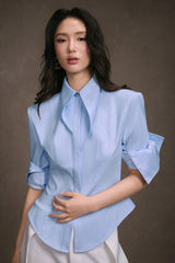 STRIPE CUPPED COLLAR SHIRT