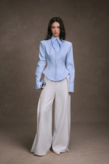 WHITE FOLDED LAYER PANTS