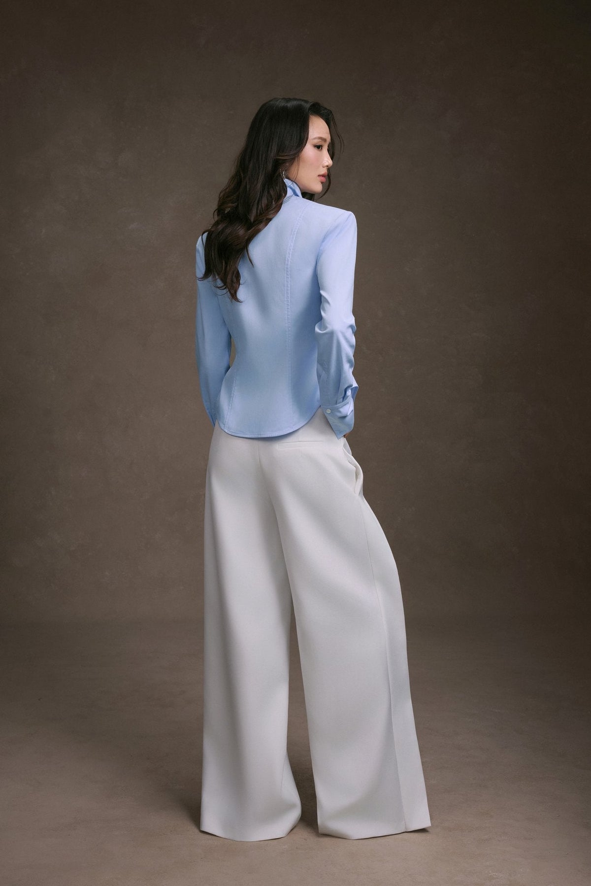 WHITE FOLDED LAYER PANTS