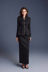 BLACK ZIPPER PEPLUM TOP
