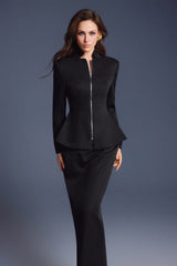 BLACK ZIPPER CORSET PENCIL SKIRT