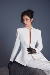 WHITE ZIPPER PEPLUM TOP