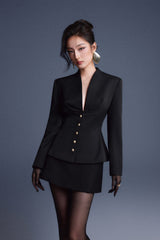 BLACK FOLDED BUTTONS TOP
