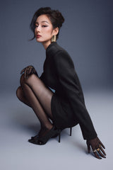 BLACK FOLDED BUTTONS TOP