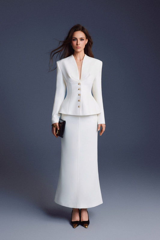 WHITE FOLDED BUTTONS TOP