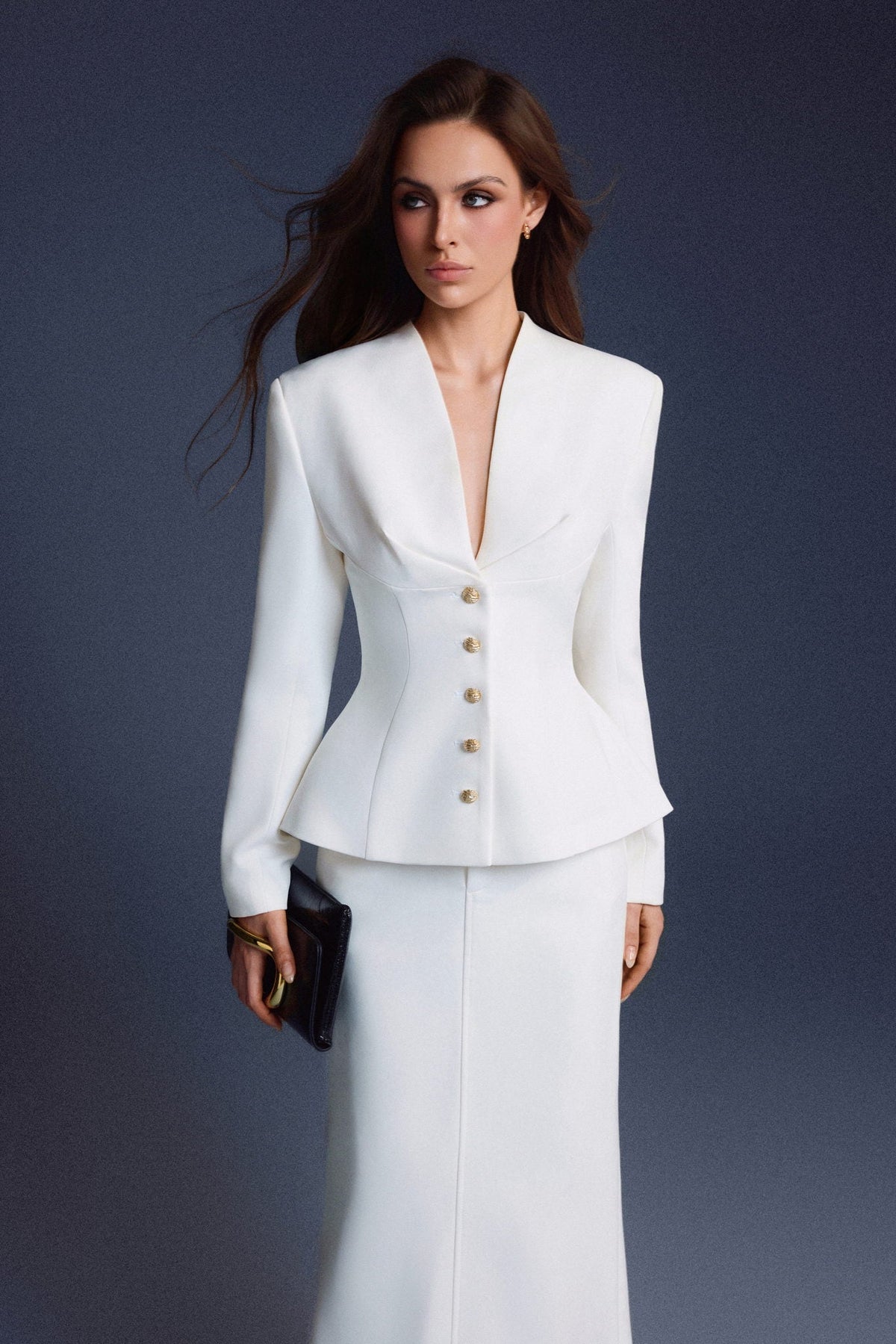 WHITE FOLDED BUTTONS TOP