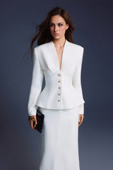 WHITE FOLDED BUTTONS TOP