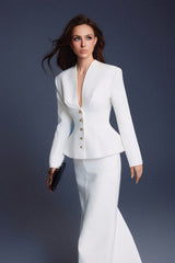 WHITE FOLDED BUTTONS TOP
