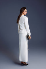 WHITE FOLDED BUTTONS TOP