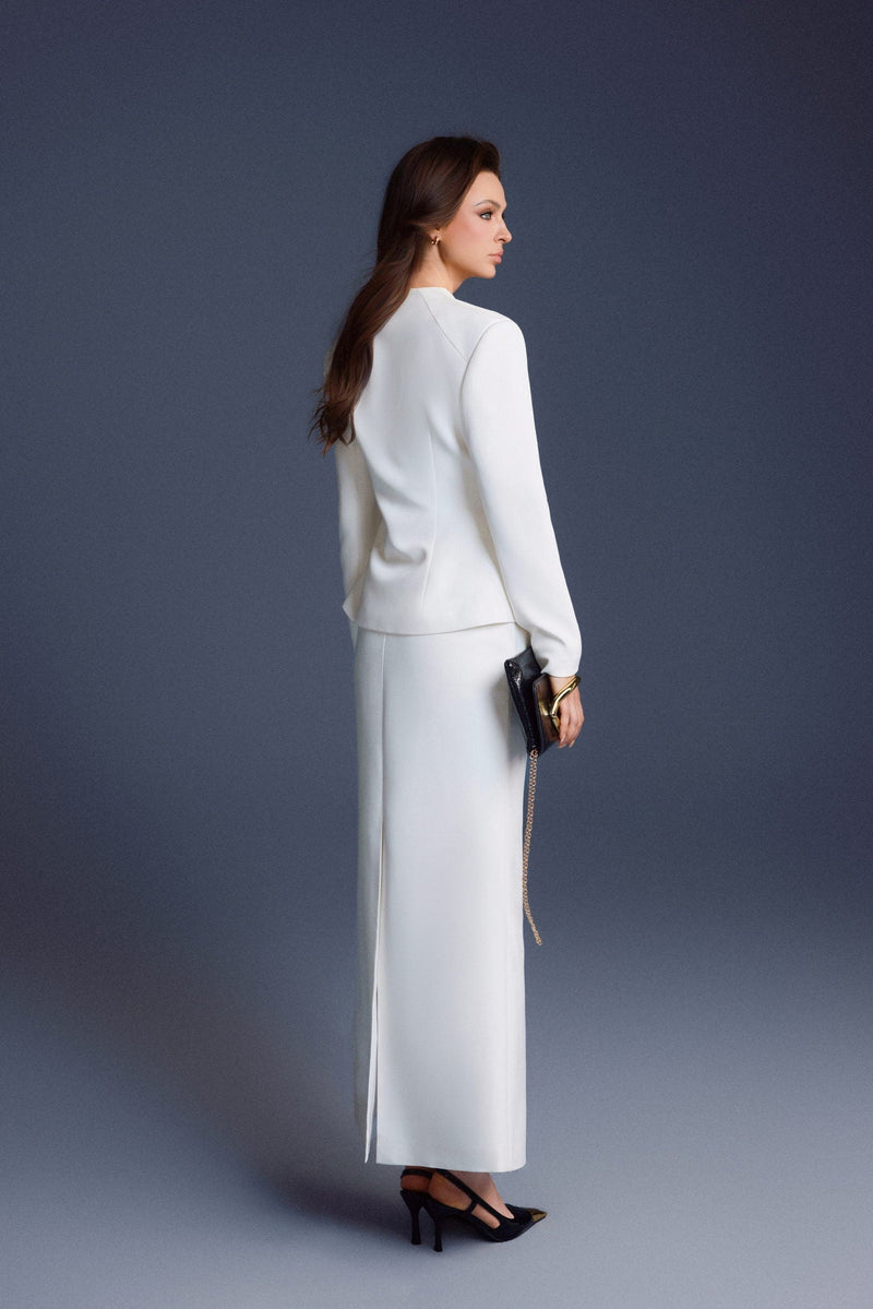 WHITE FOLDED BUTTONS TOP