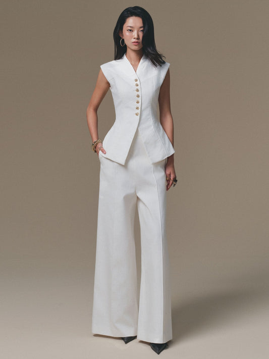 WHITE PEPLUM WAISTCOAT