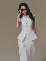 WHITE PEPLUM WAISTCOAT
