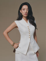 WHITE PEPLUM WAISTCOAT