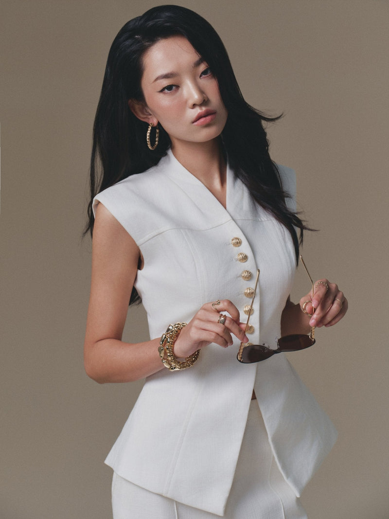 WHITE PEPLUM WAISTCOAT