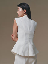 WHITE PEPLUM WAISTCOAT