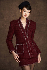 RED EMBROIDERED V-NECK JACKET