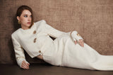 WHITE BUTTONED CROP BLAZER