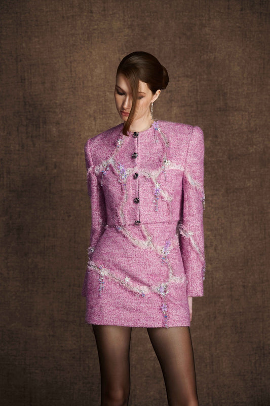 PINK RIFTED CROP BLAZER