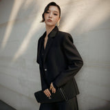 BLACK SINGLE-BREASTED BLAZER