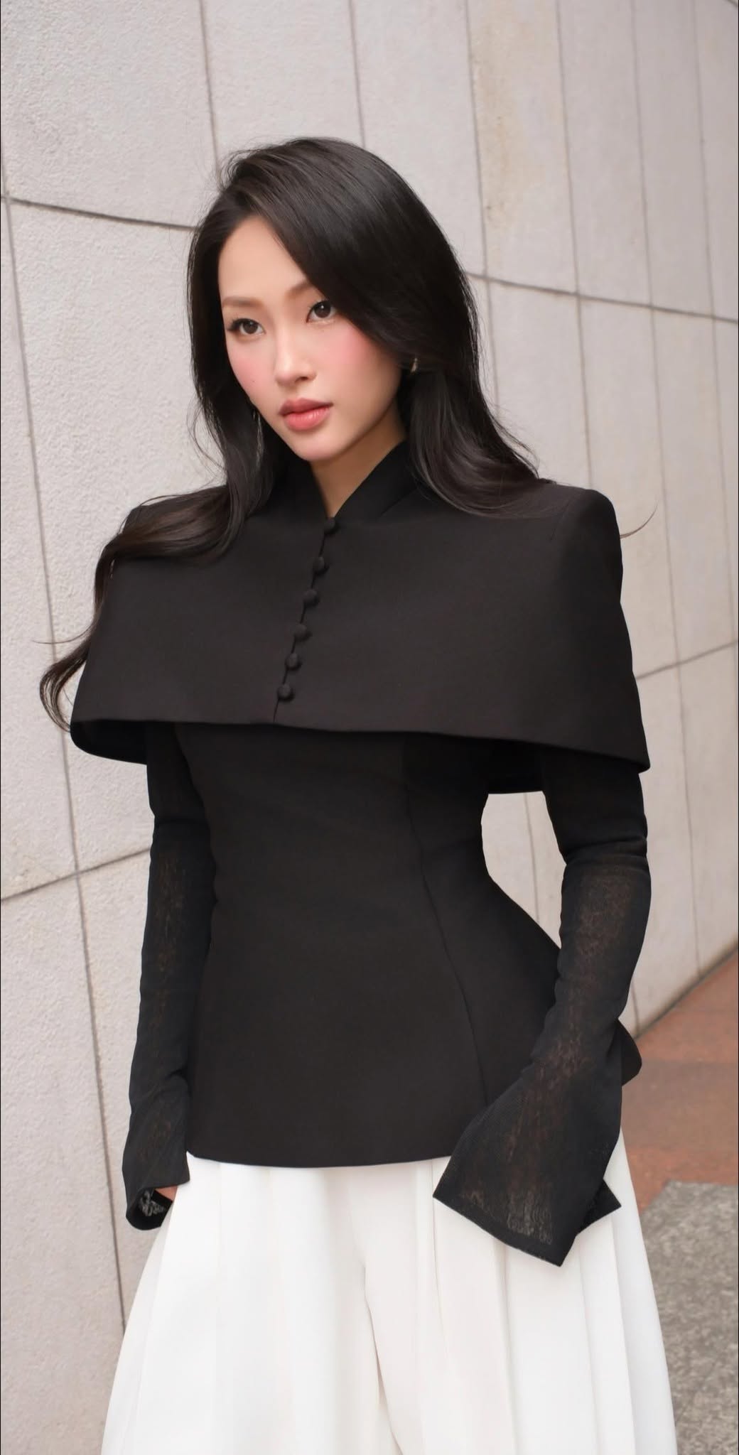 BUTTON COLLAR CAPE