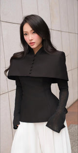 BUTTON COLLAR CAPE