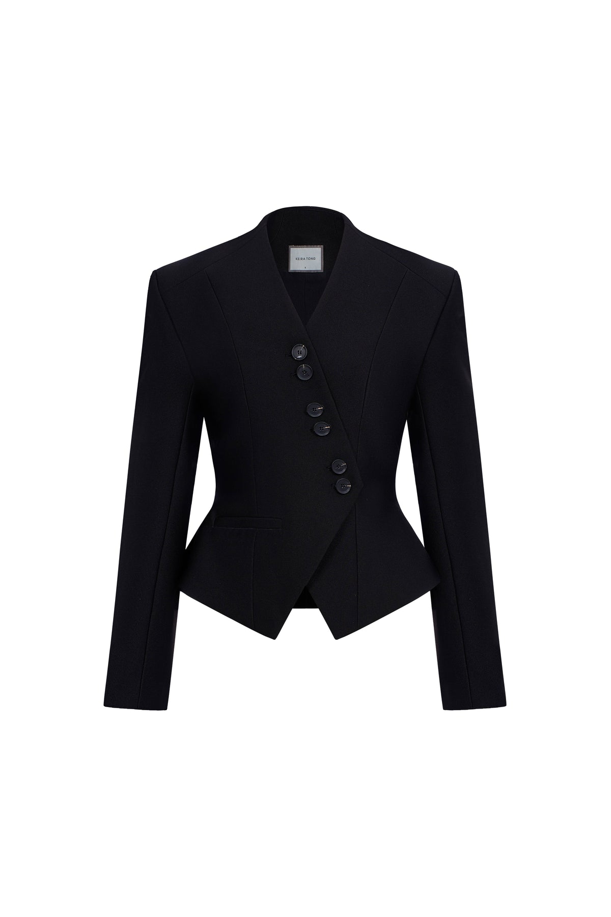 BLACK POINTED WRAP BLAZER