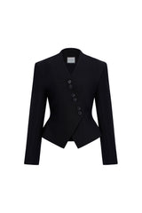 BLACK POINTED WRAP BLAZER