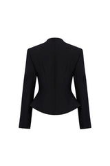 BLACK POINTED WRAP BLAZER