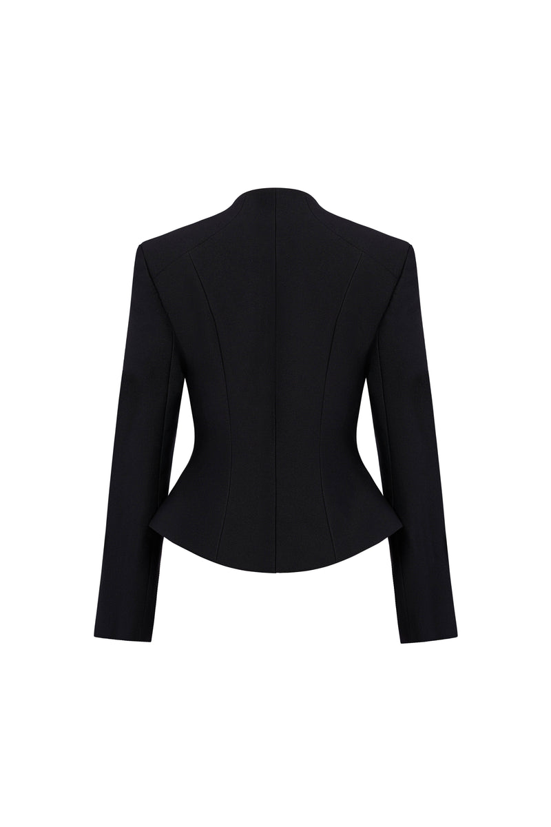 BLACK POINTED WRAP BLAZER