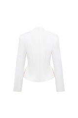 WHITE POINTED WRAP BLAZER