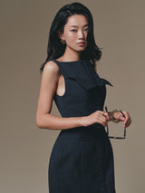 BLUE FLIPPED-BUST PANEL DRESS