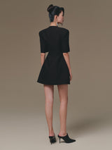 BLACK FLIPPED-BUST MINI DRESS