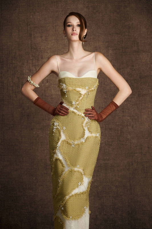 GREEN RIFTED PENCIL DRESS