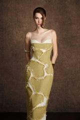 GREEN RIFTED PENCIL DRESS