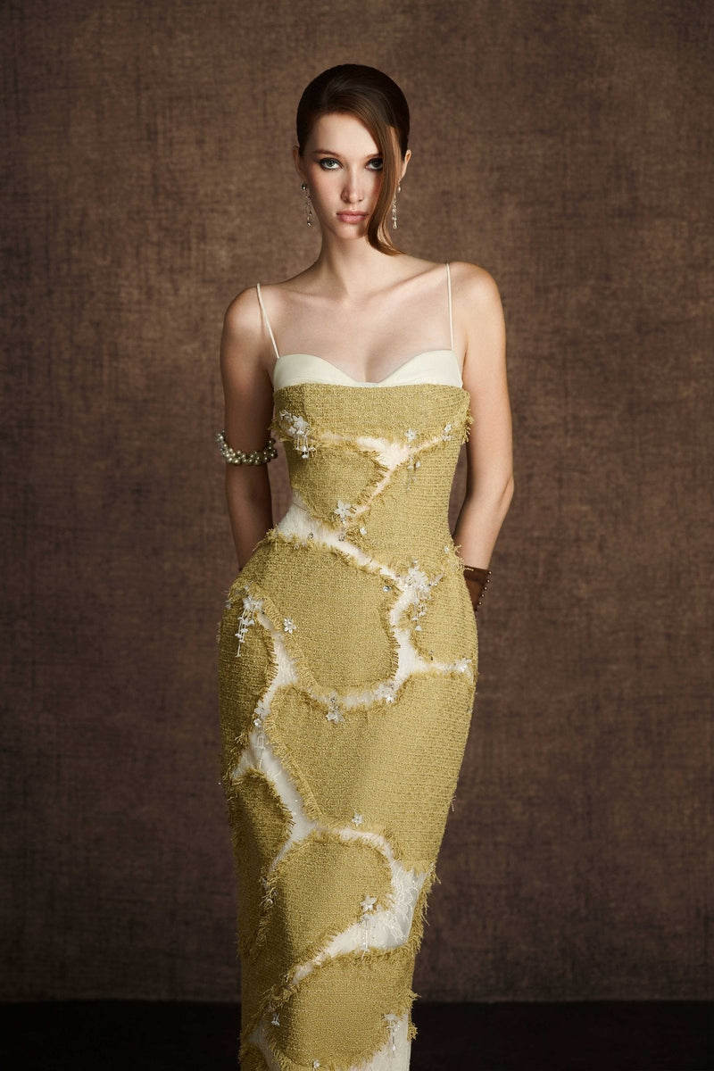 GREEN RIFTED PENCIL DRESS