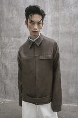 s25-unisex-chocolate-brown-vegan-leather-jacket fortythree astoud