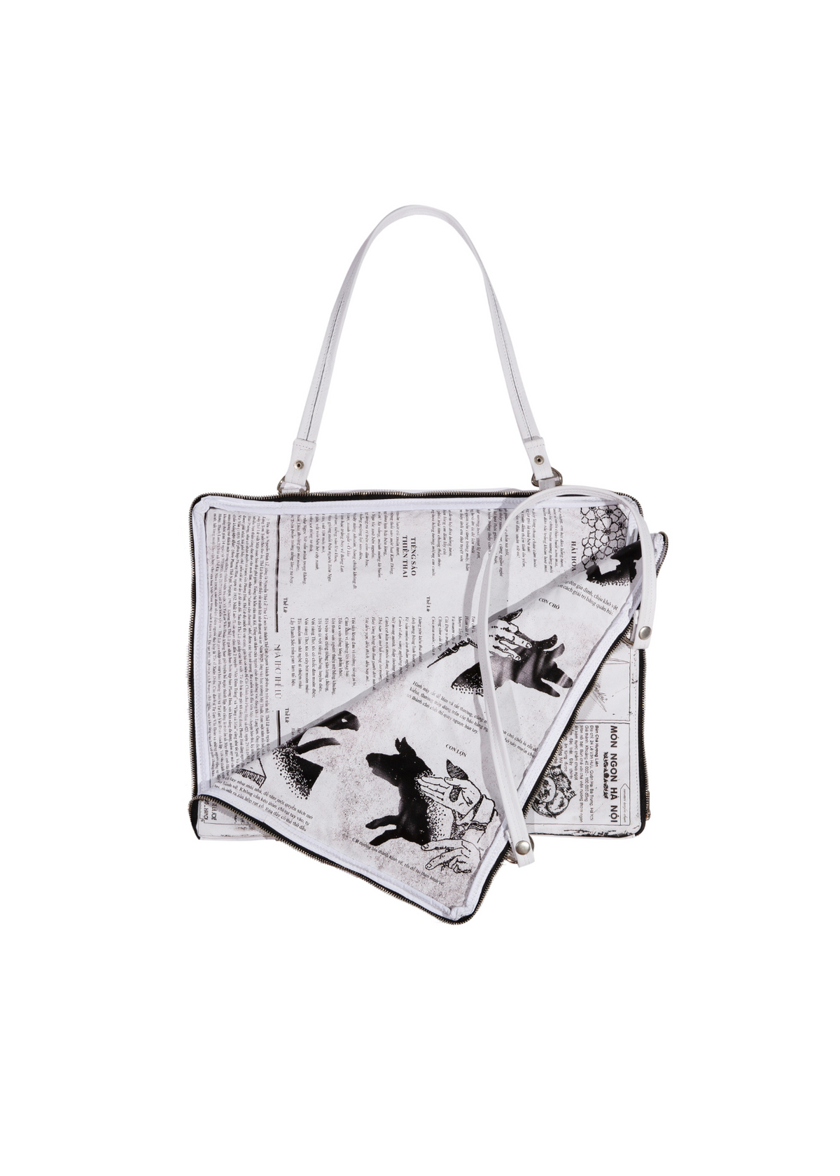 STAINED LEATHER NEWSPAPER BAG