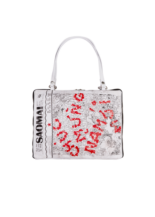 STAINED LEATHER NEWSPAPER BAG