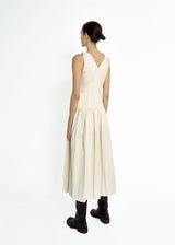 knotted-shoulder-pleated-dress-ivory-MAYNE-STUDIOS -astoud
